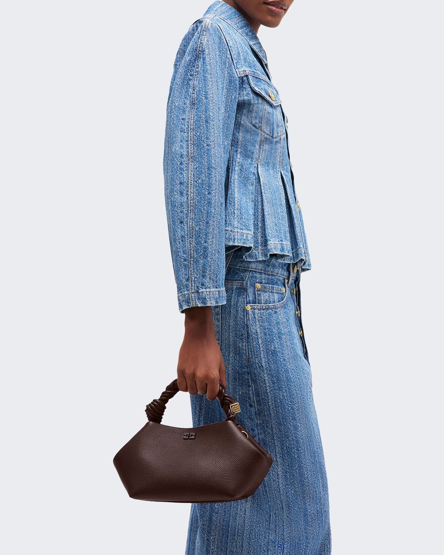 Ganni Dames Bou Bag Small gegreineerde Bruin - Eleganza.nl