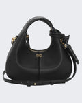 Women's Ganni Hobo Mini Grained Black — huidige kleur