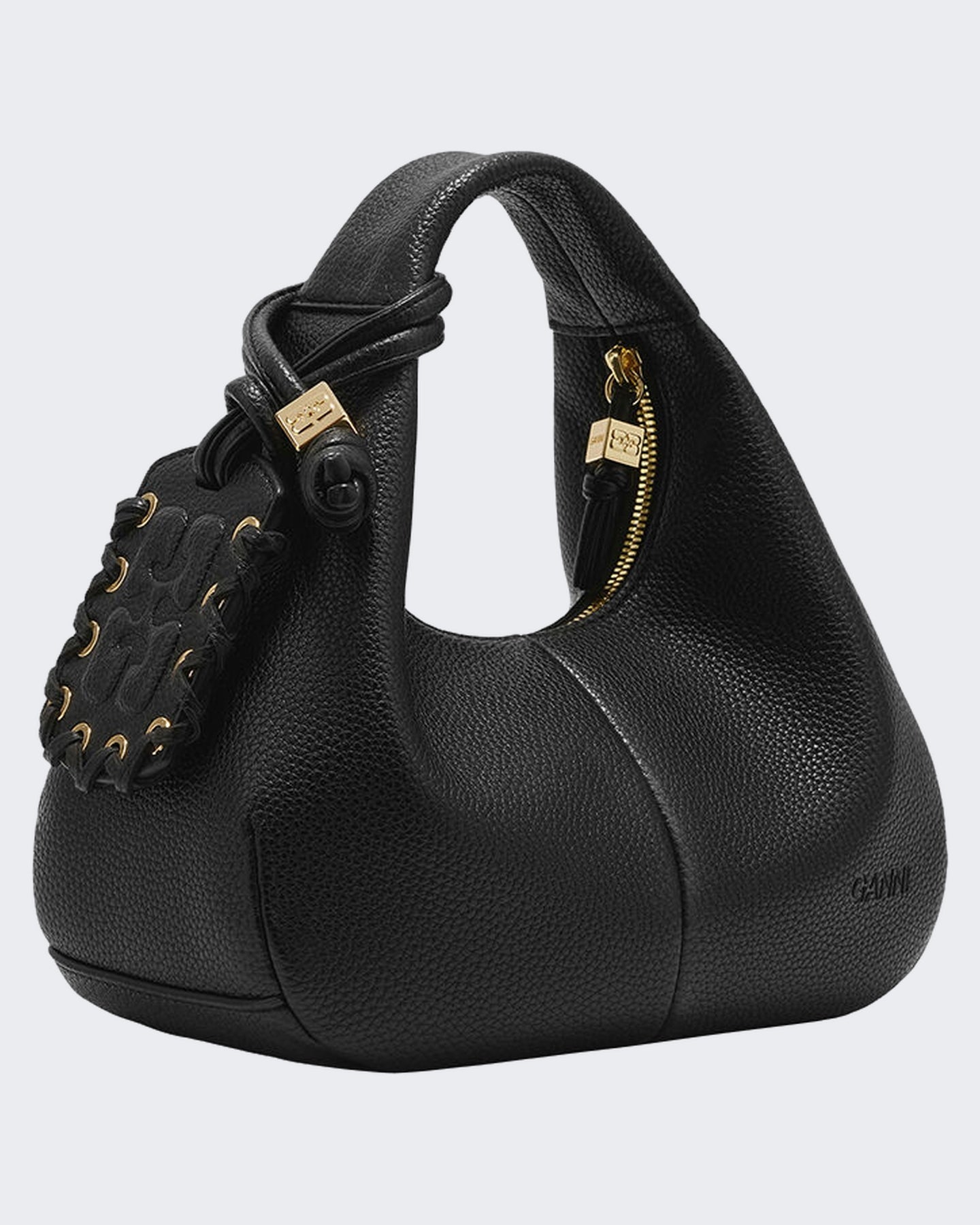 Ganni Dames Hobo Mini gegreineerde Zwart - Eleganza.nl