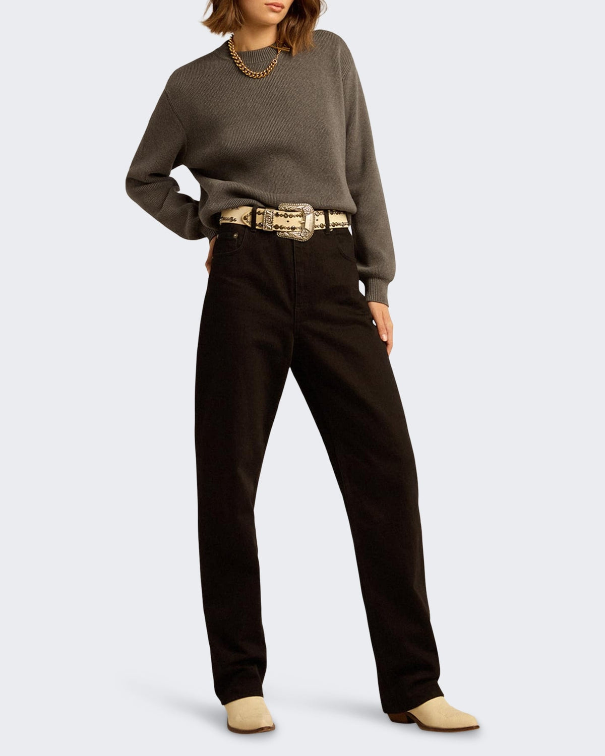 Golden Goose Dames Boyfriend Knit Crew Neck Grijs - Eleganza.nl