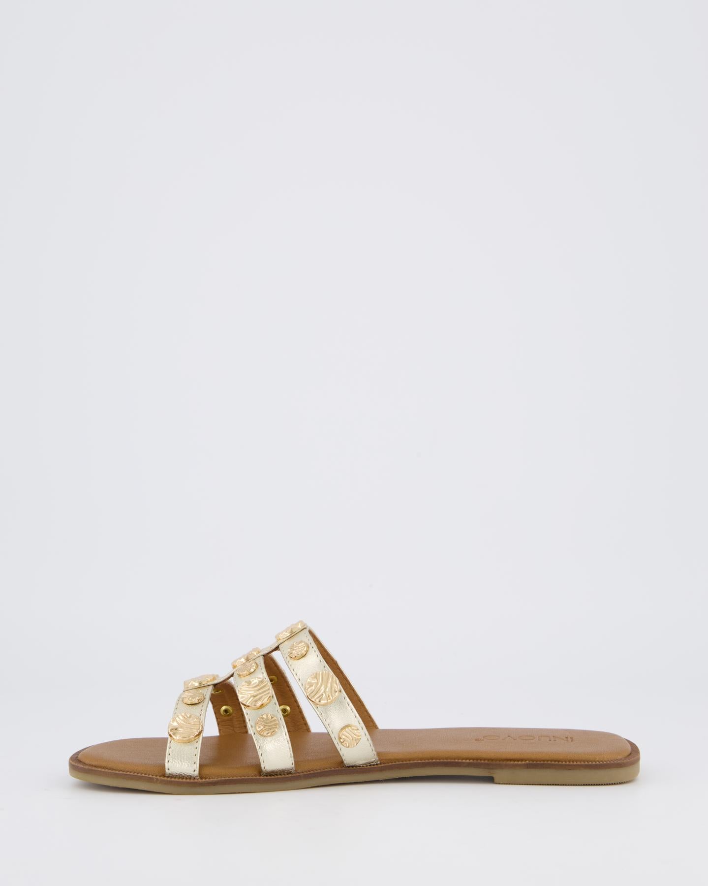 Dames Plate Studded Slipper Metallic