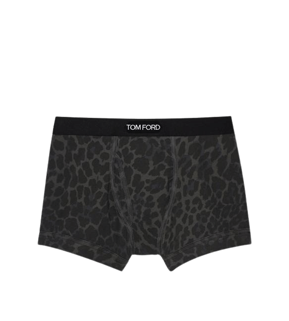 Men Boxer Letter Leopard Zwart