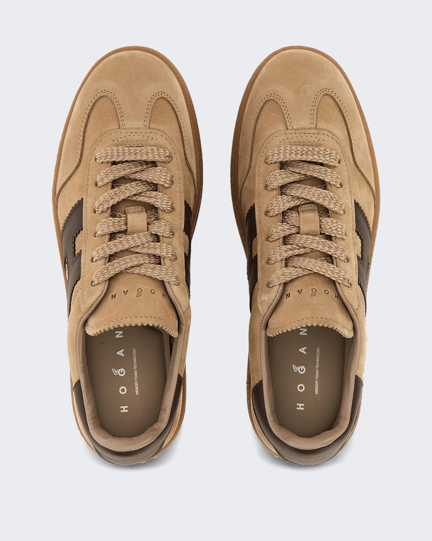 Hogan Dames Leren sneaker met vetersluiting Beige - Eleganza.nl