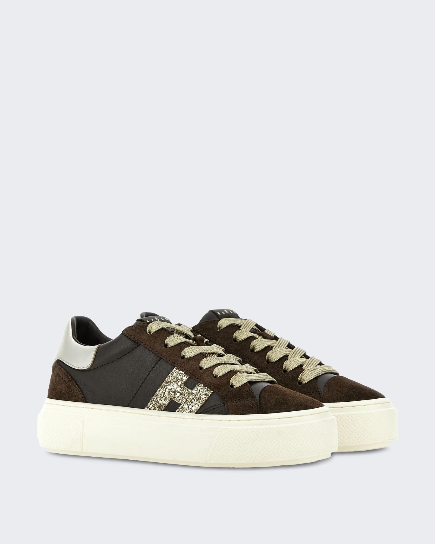 Hogan Dames Vetersneaker met H-logo Beige - Eleganza.nl