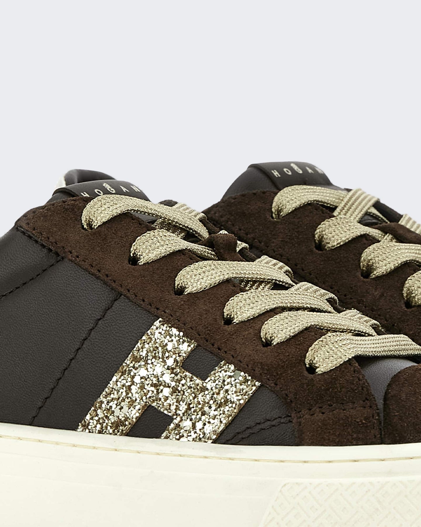 Hogan Dames Vetersneaker met H-logo Beige - Eleganza.nl