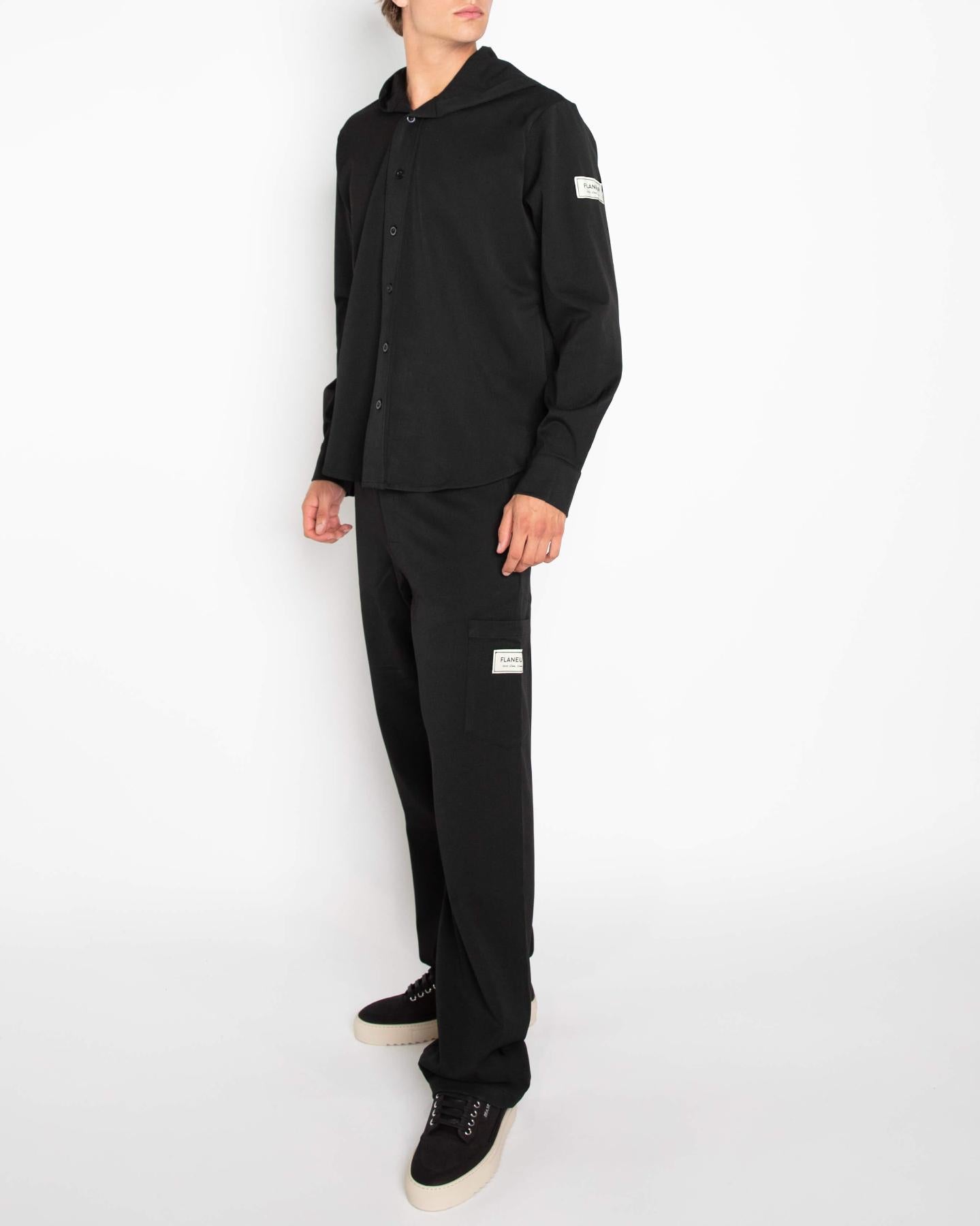 Men Atelier Hooded Shirt Black
