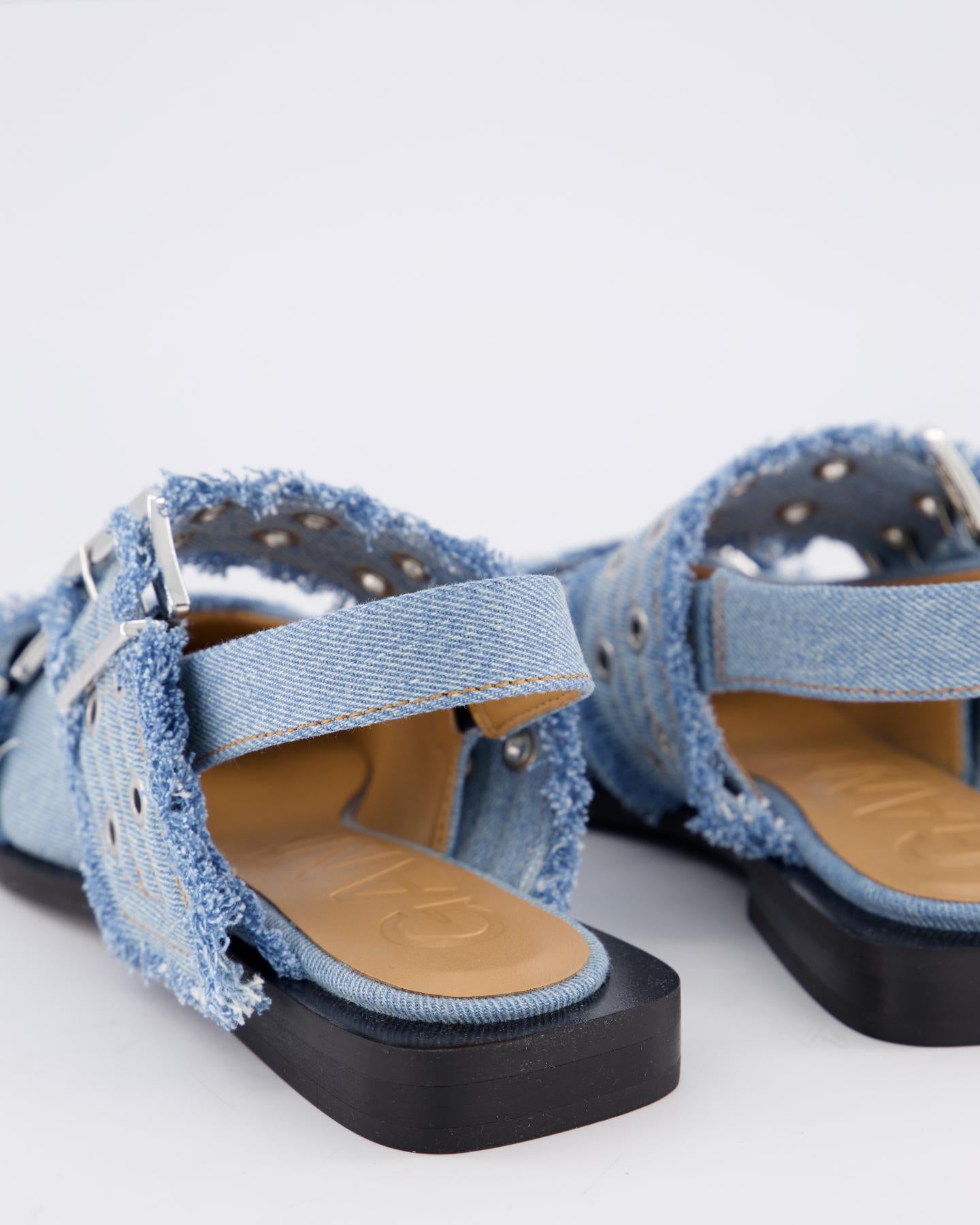 Dames Chunky Buckle Ballerina Blauw