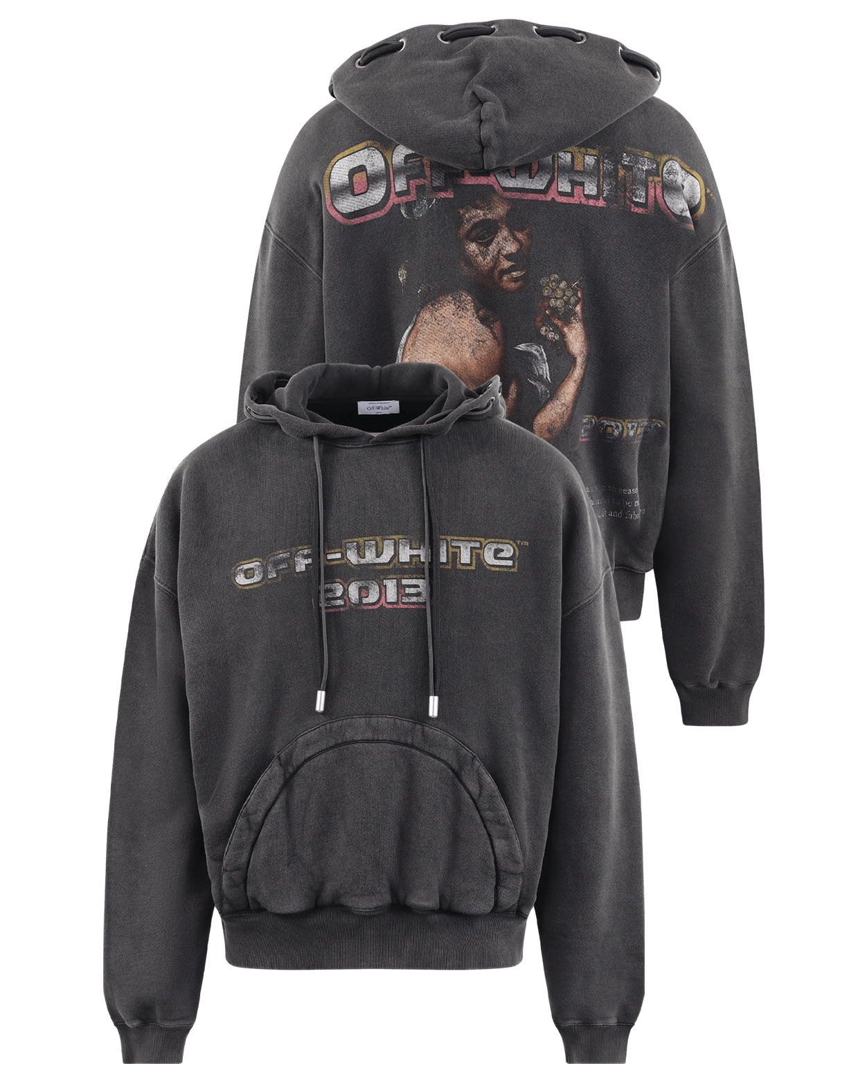 Mens black off white discount hoodie