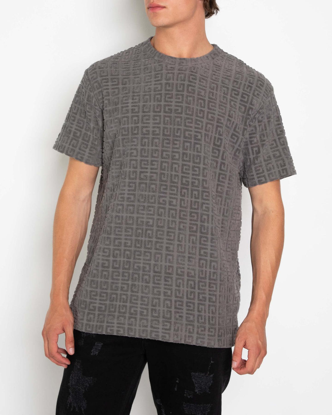 Givenchy Heren 4G Towelling Cotton Grijs T-shirt – foto 3