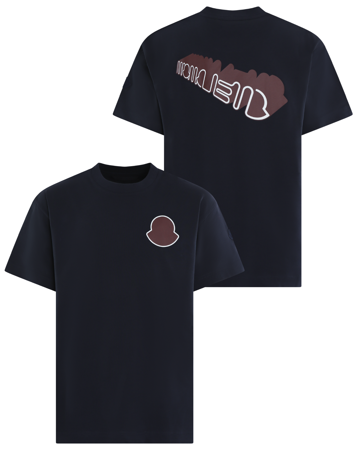 Heren Curved Logo T-Shirt Blauw