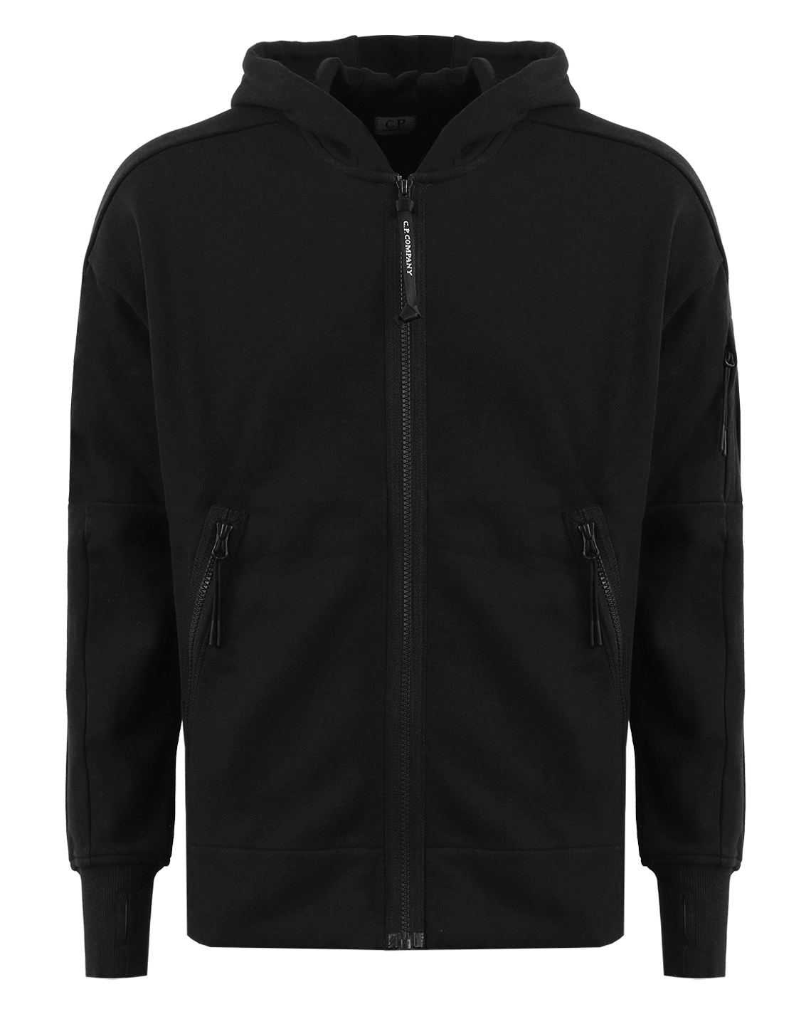 Men Diagonal raised zipped black