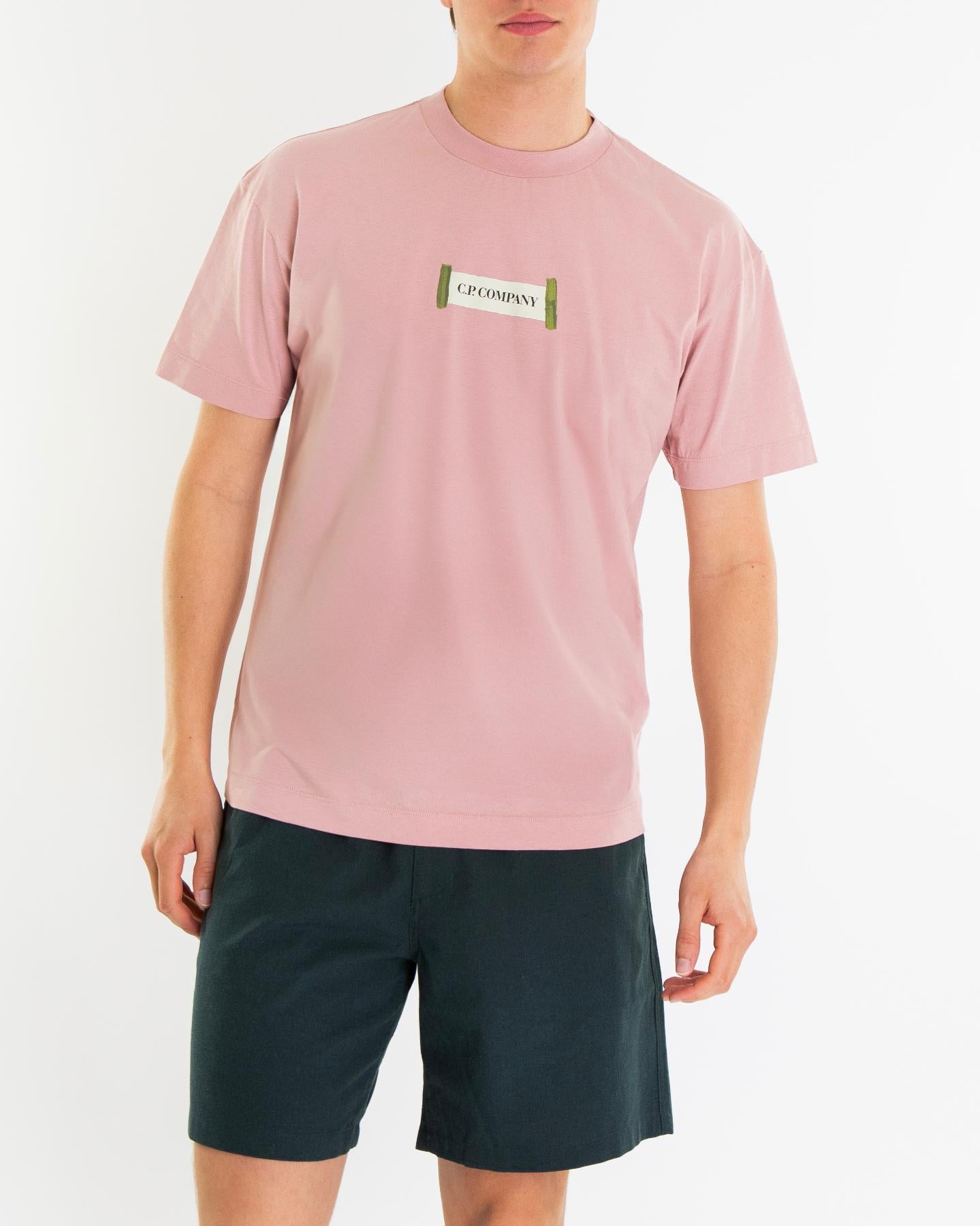 Heren Printed Logo T-Shirt Roze