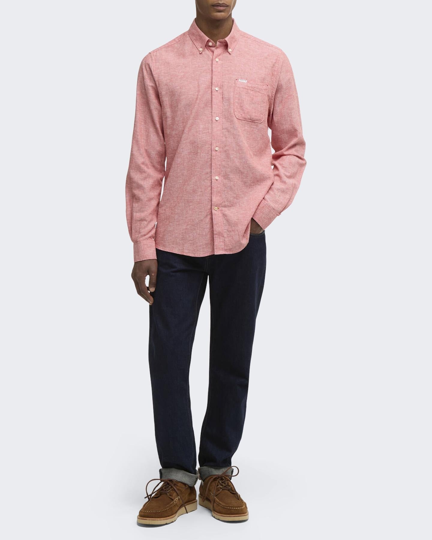 Barbour Heren Nelson Tailored Shirt Rood