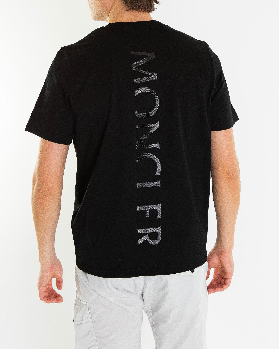 Heren Verticaal Logo T-Shirt Zwart