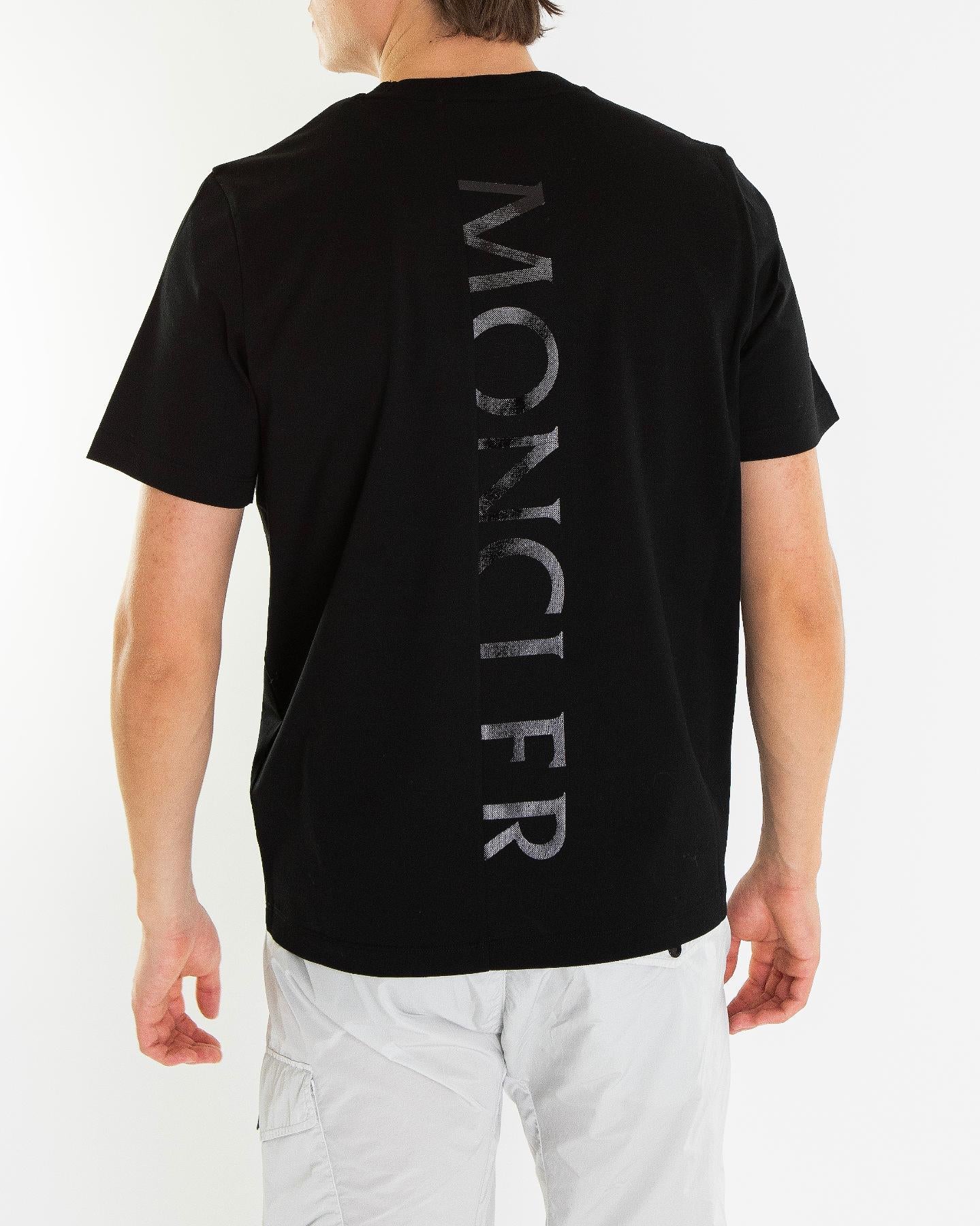 Heren Verticaal Logo T-Shirt Zwart