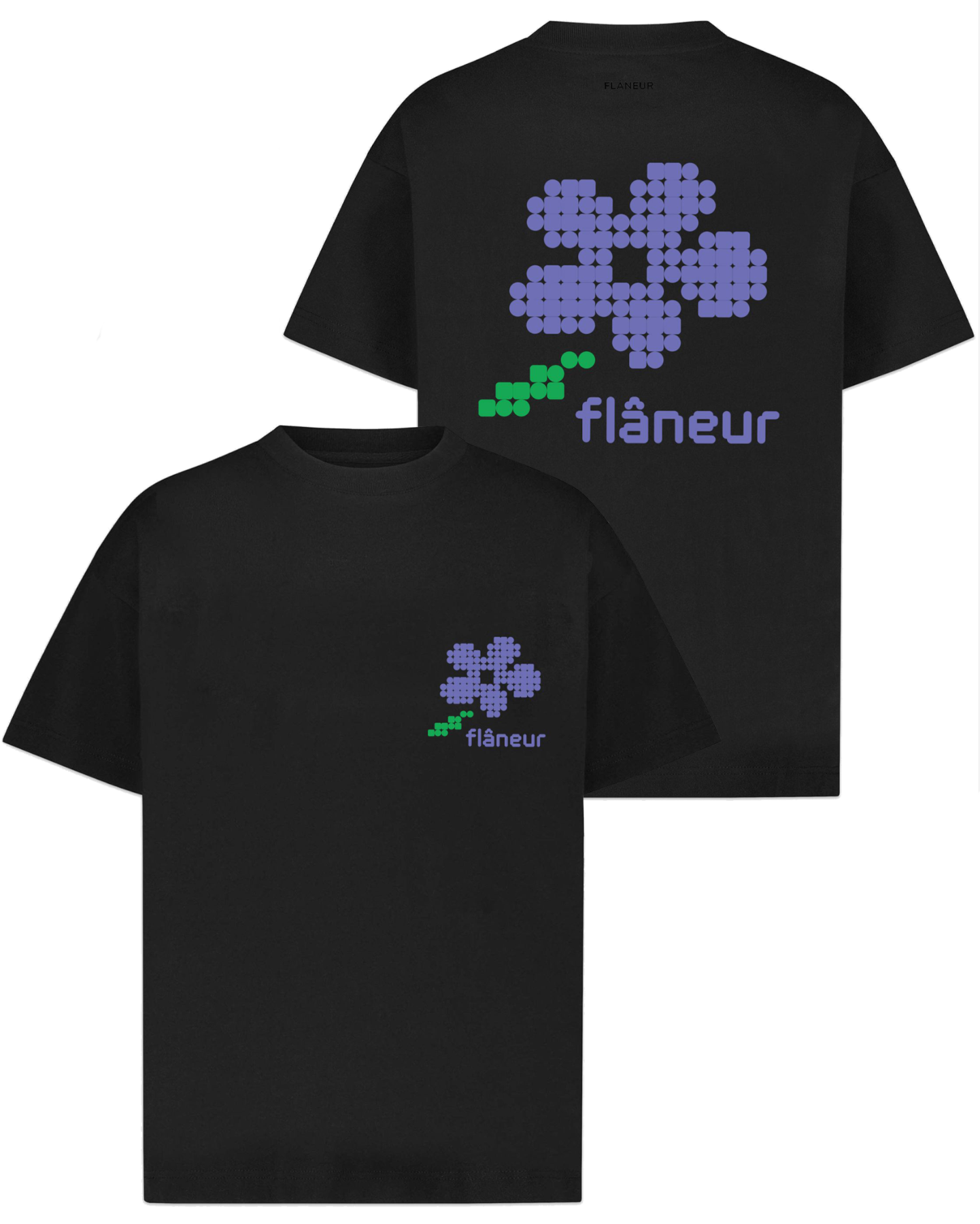 Heren Pixel Flower T-Shirt Zwart