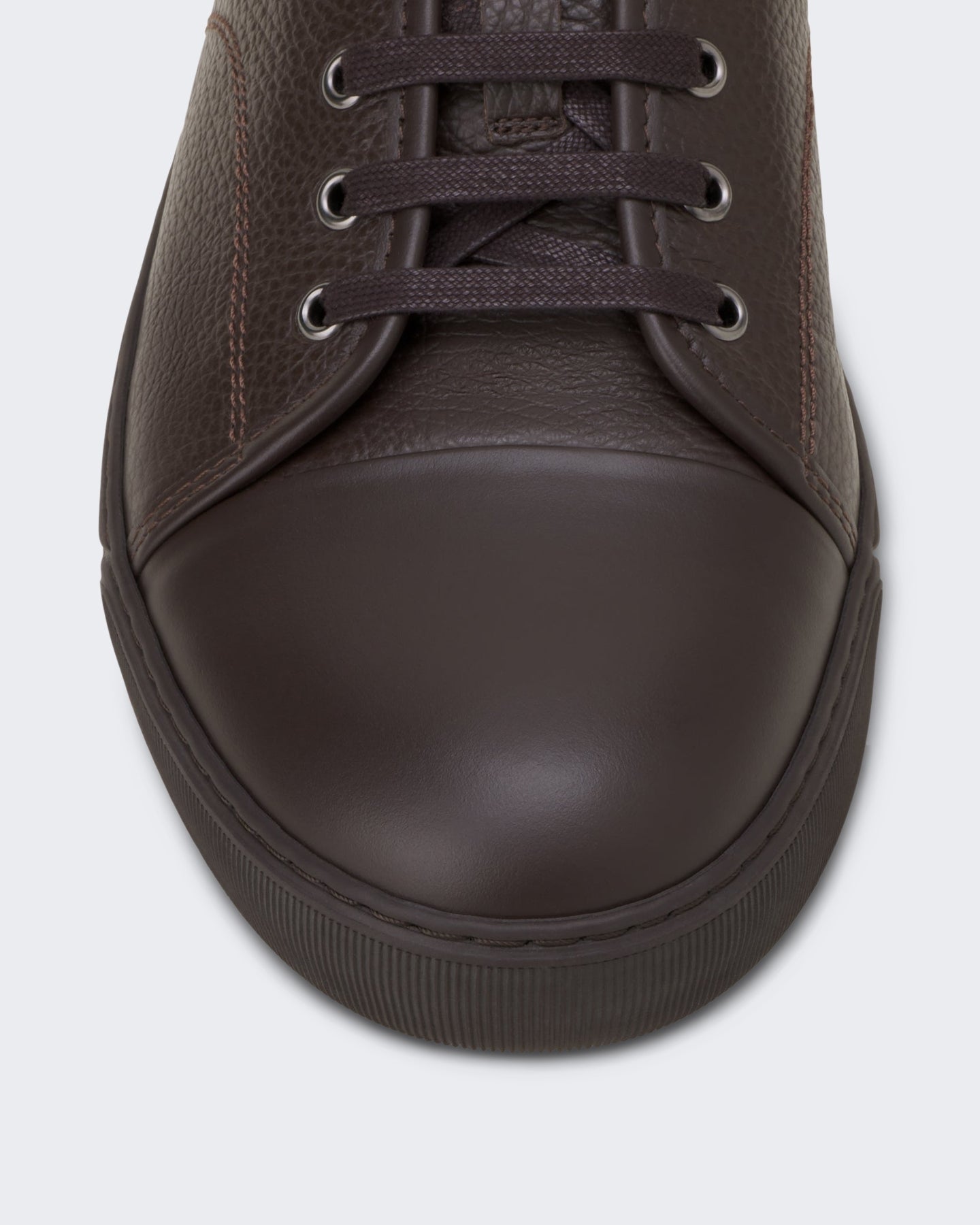 Lanvin Heren Dbb1 Sneakers Grained Leather Chocolate - Eleganza.nl
