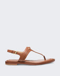 Women's Flat Sandal with Ankle Strap Brown