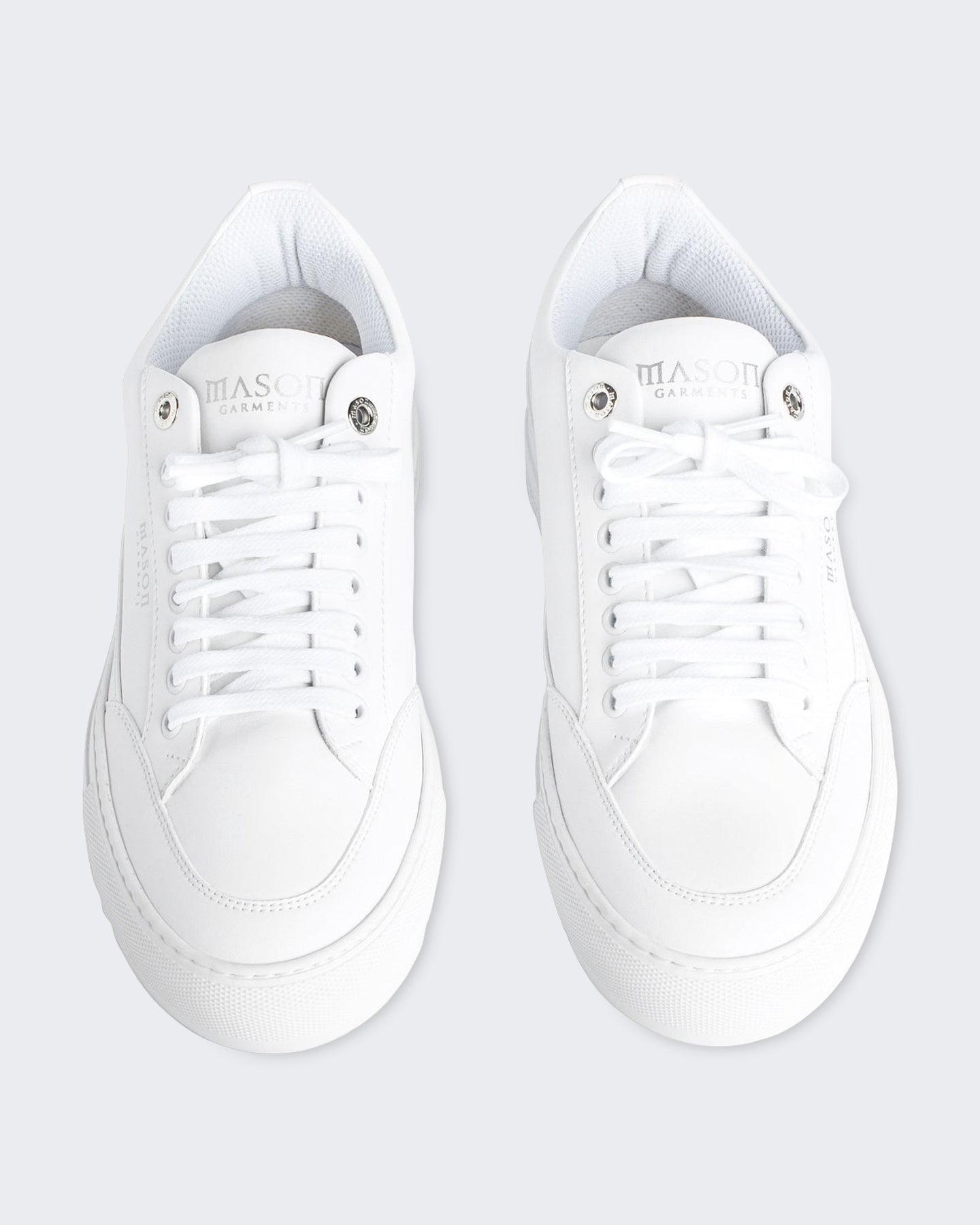 Mason Garments Heren Leren sneaker in strak wit - Eleganza.nl