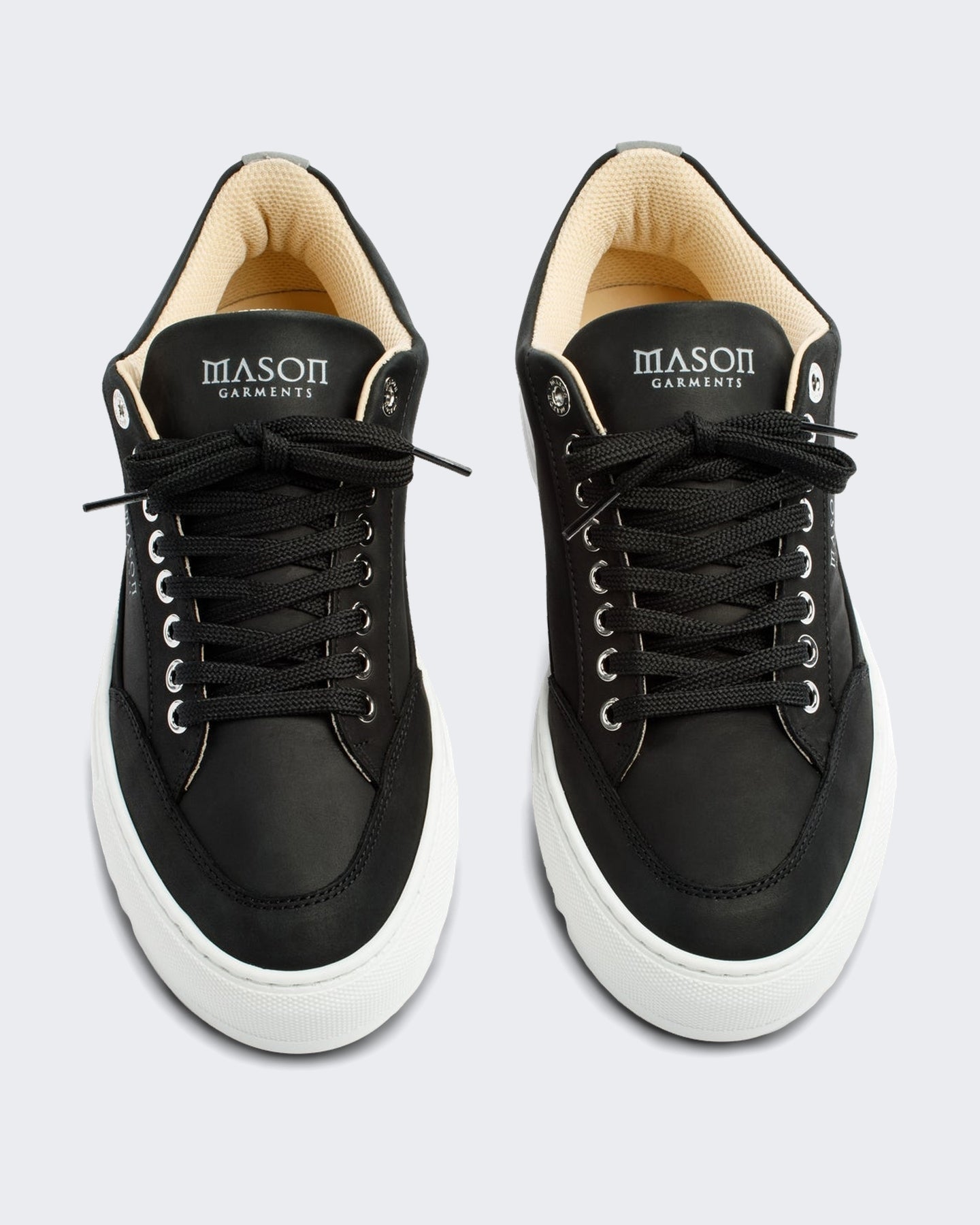 Mason Garments Heren Leren sneaker met subtiele detaillering in zwart - Eleganza.nl