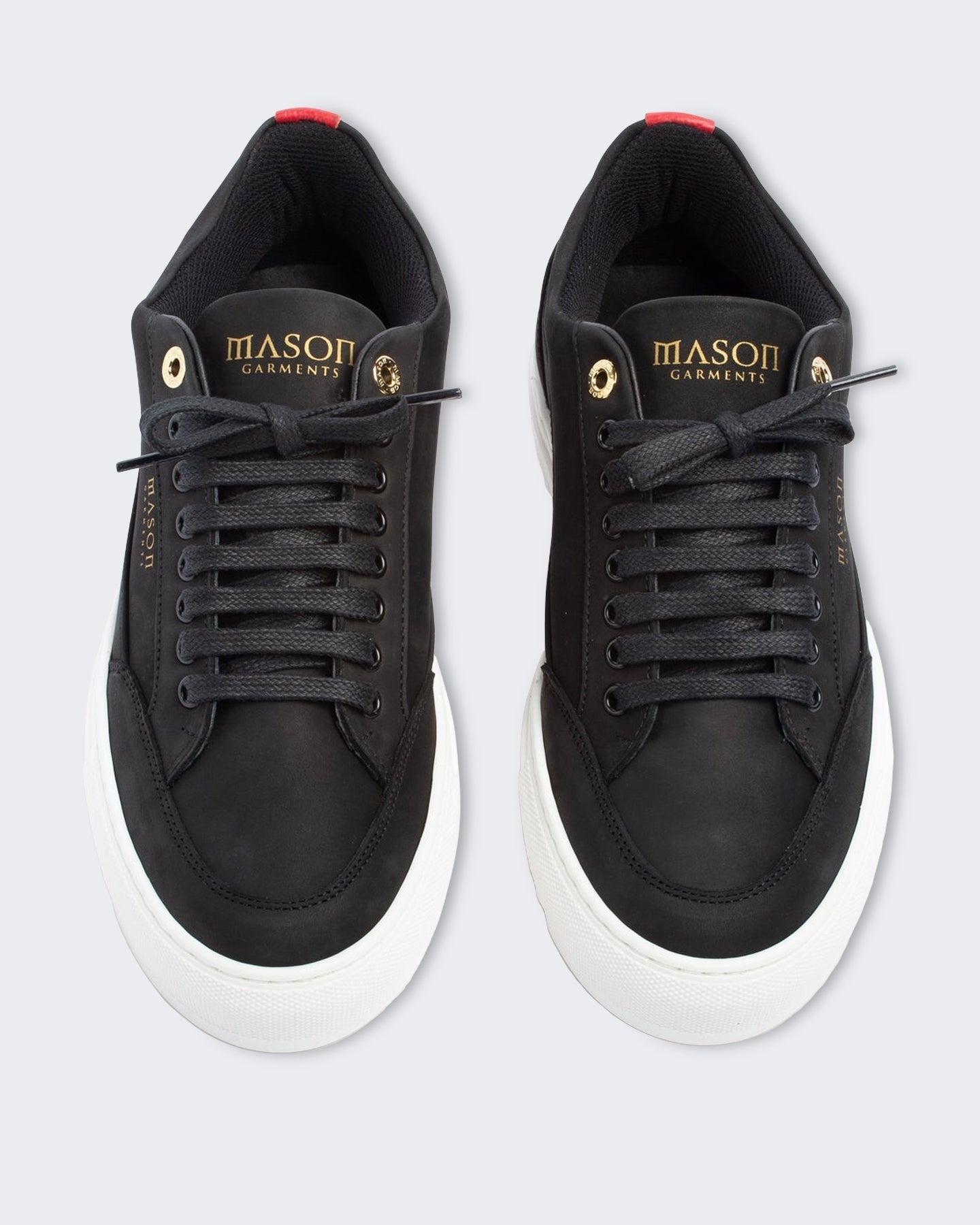 Mason Garments Heren Nubuck sneaker in zwart met witte details - Eleganza.nl