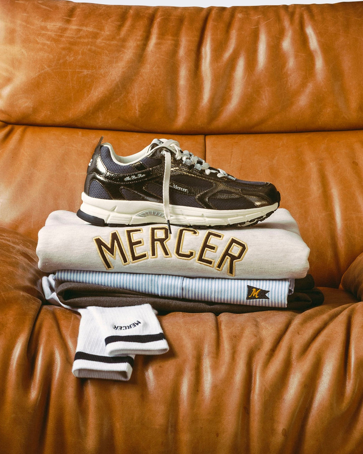 Mercer Unisex Sneaker met craquelé-afwerking in Groen - Eleganza.nl