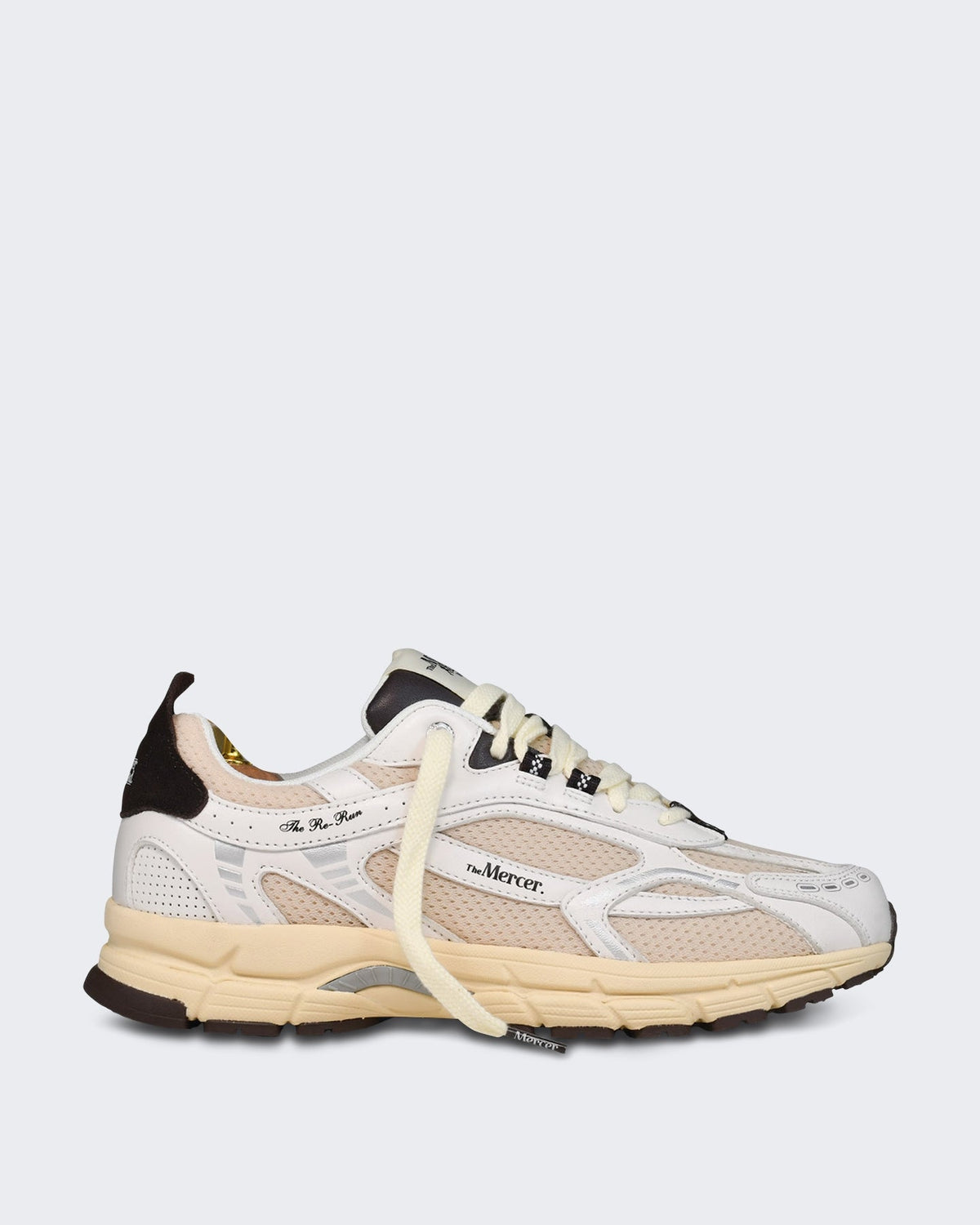 Mercer Unisex Vintage sneaker in wit en bruin - Eleganza.nl
