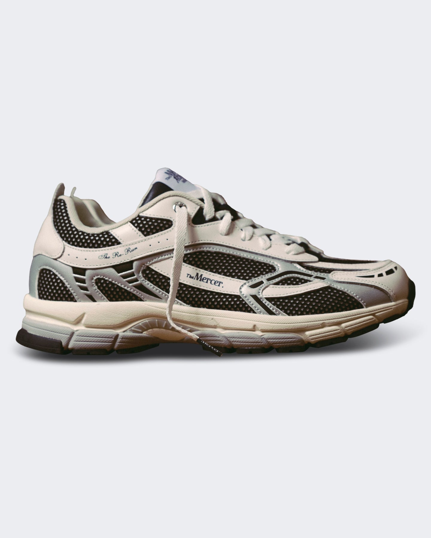 Mercer Unisex Witte sneaker met zilveren en blauwe details Wit - Eleganza.nl