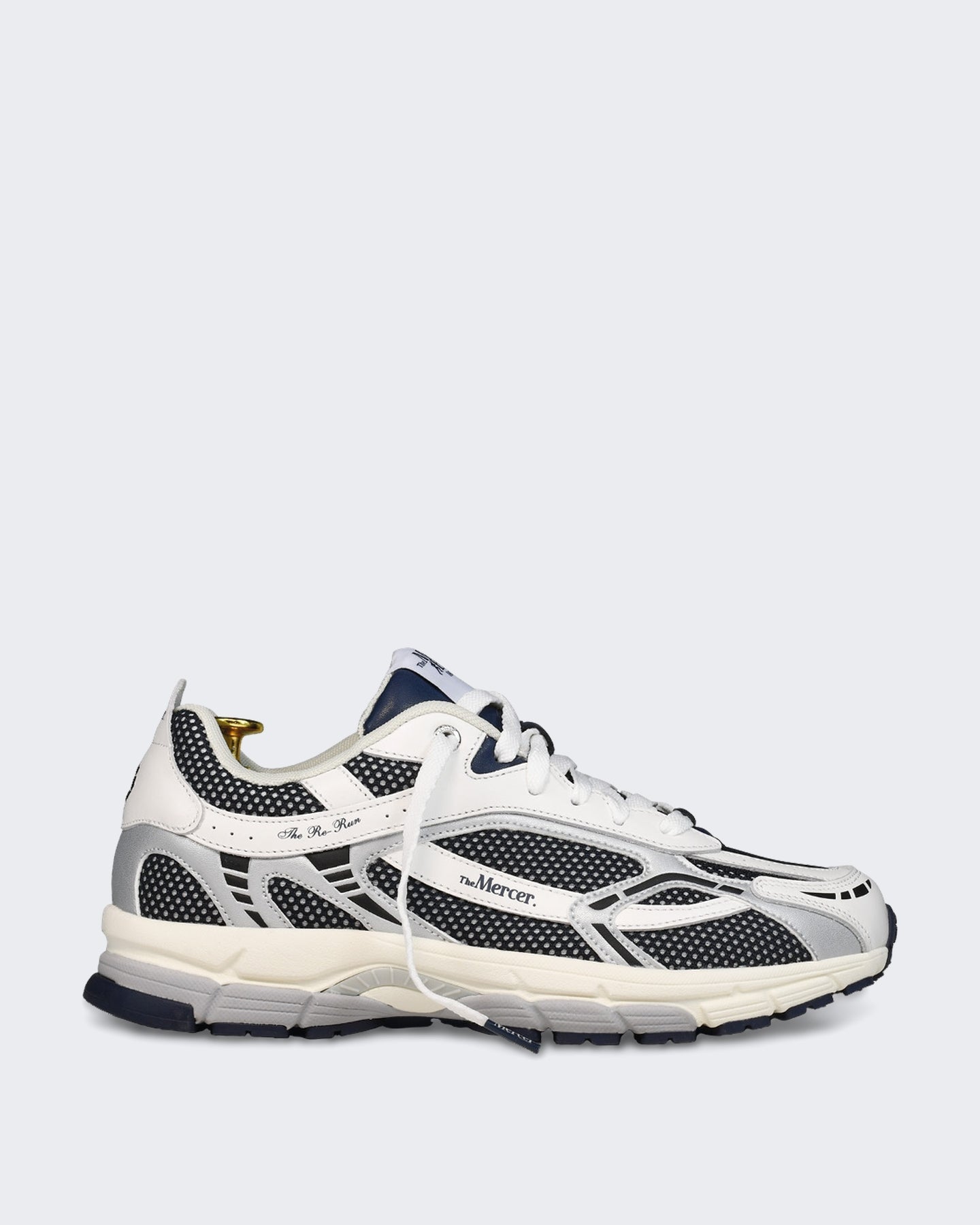 Mercer Unisex Witte sneaker met zilveren en blauwe details Wit - Eleganza.nl