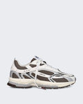 Unisex Mercer The Re-Run White Sneaker with Silver and Brown Details