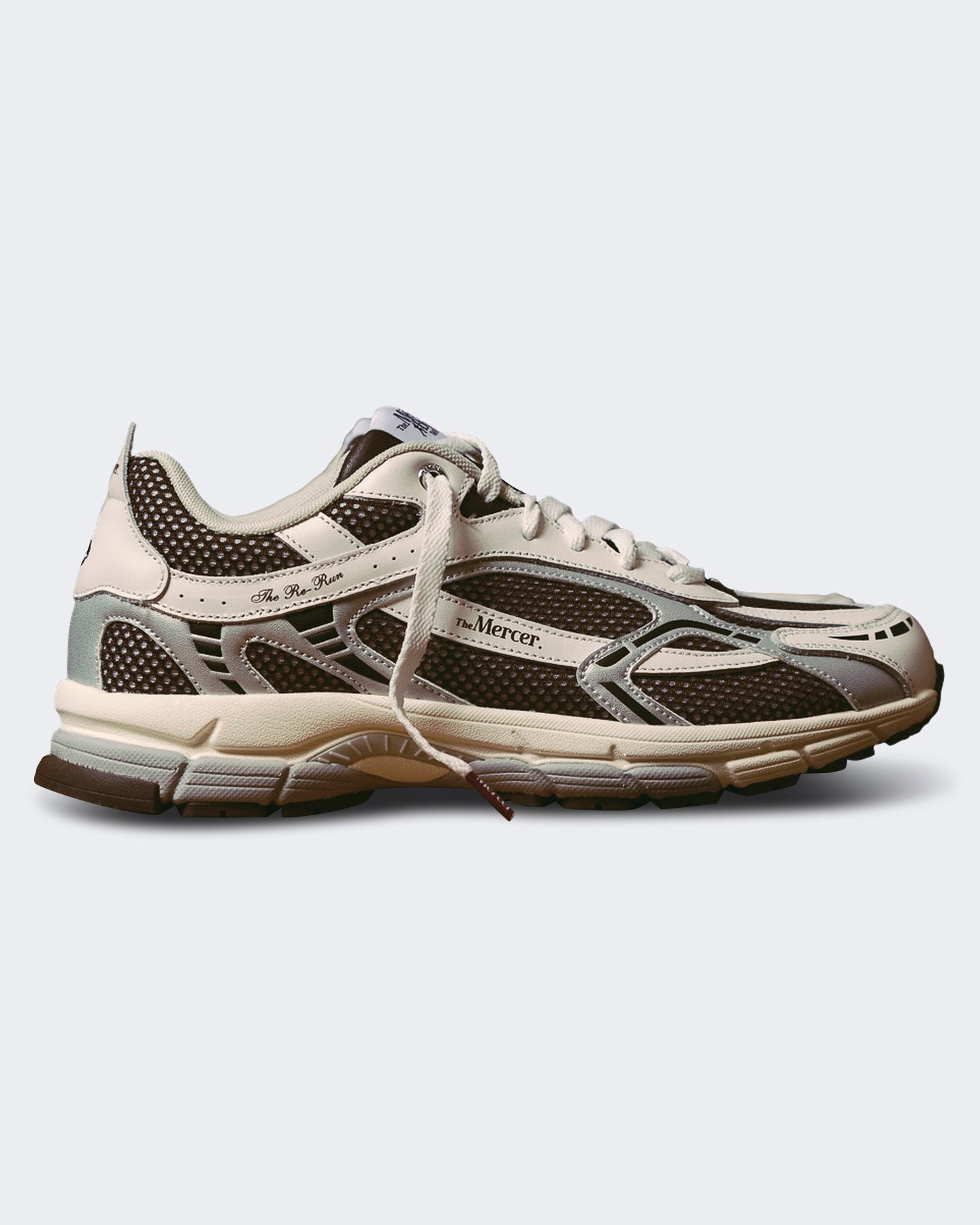 Mercer Unisex Witte sneaker met zilveren en bruine details Wit - Eleganza.nl
