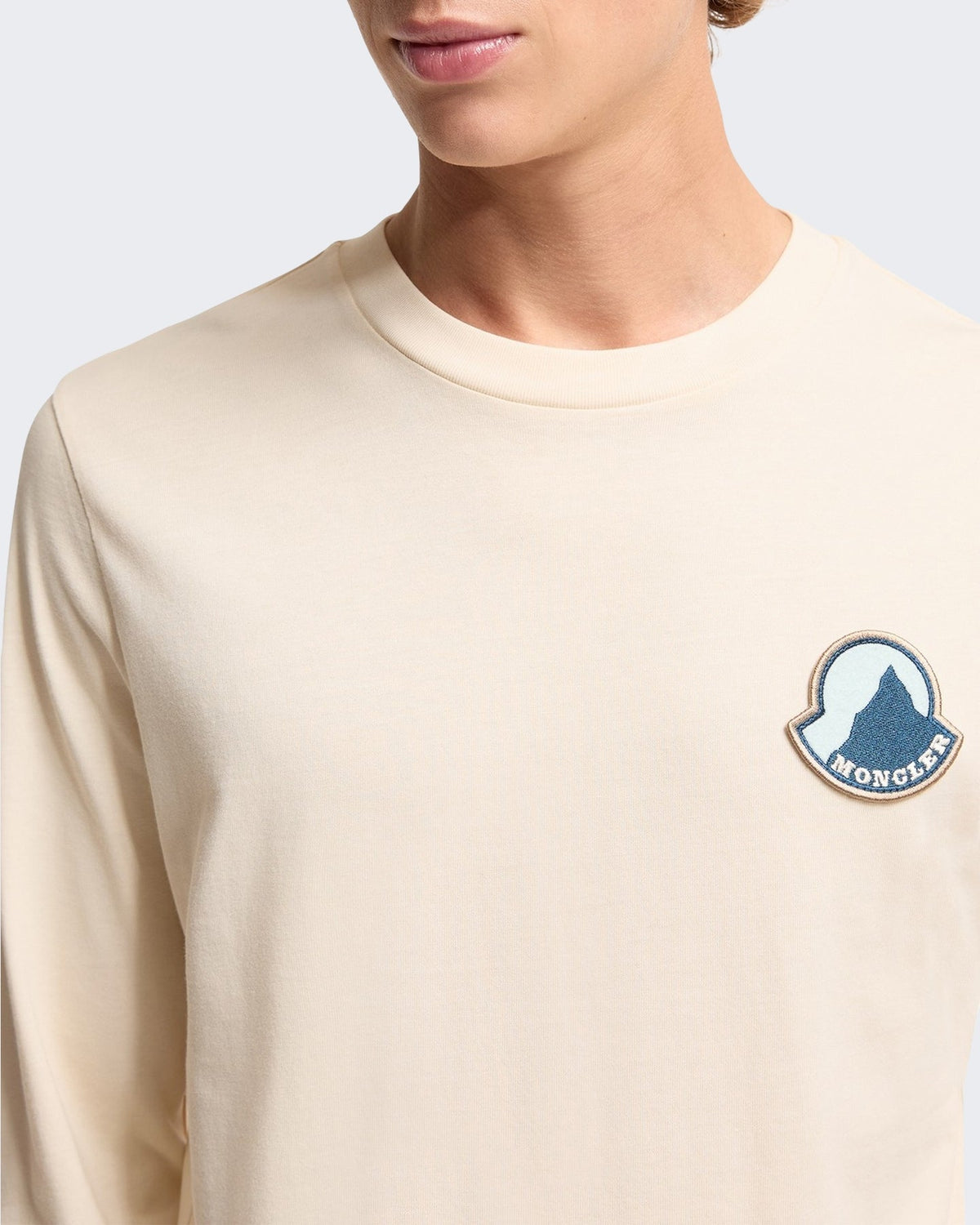 Moncler Heren T-shirt lange mouw Creme - Eleganza.nl