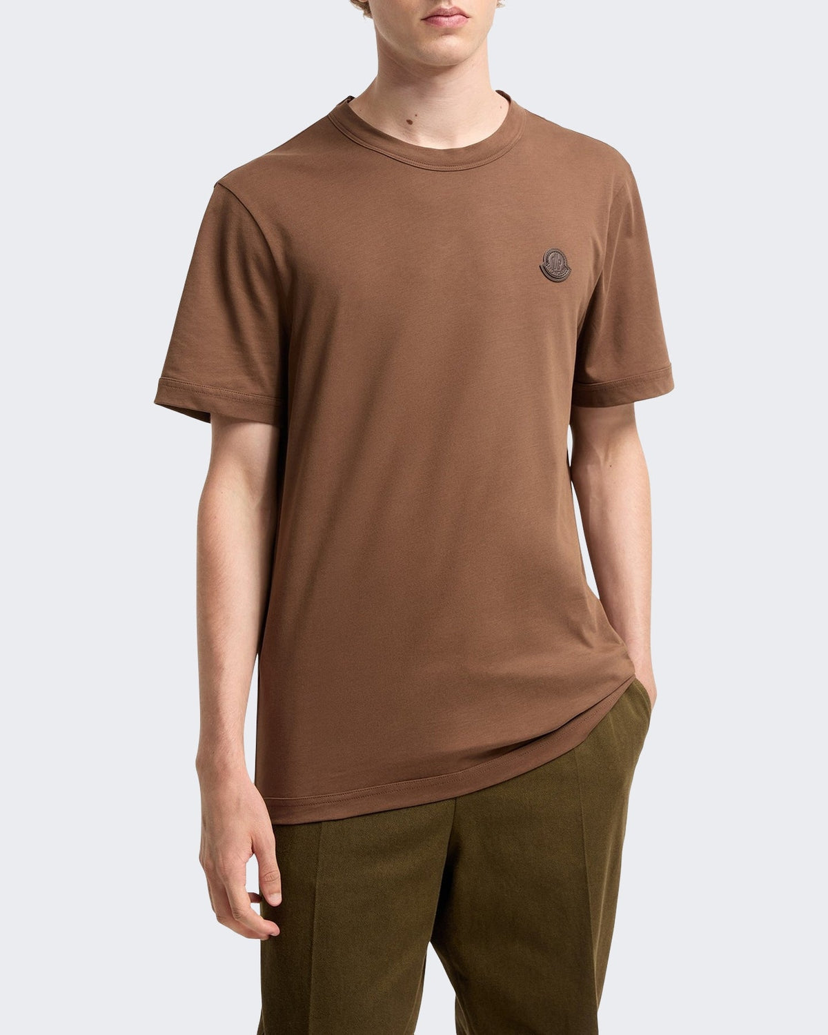 Moncler Heren T-shirt met korte mouwen Bruin - Eleganza.nl