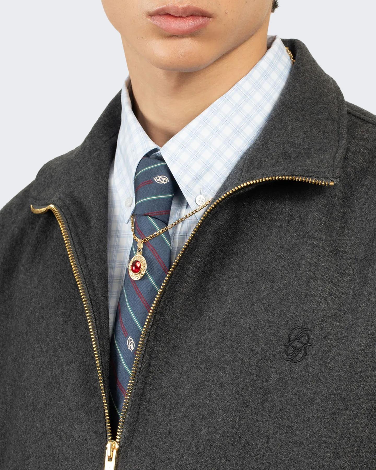 Drole De Monsieur Heren Flanelle Trackjacket Grijs