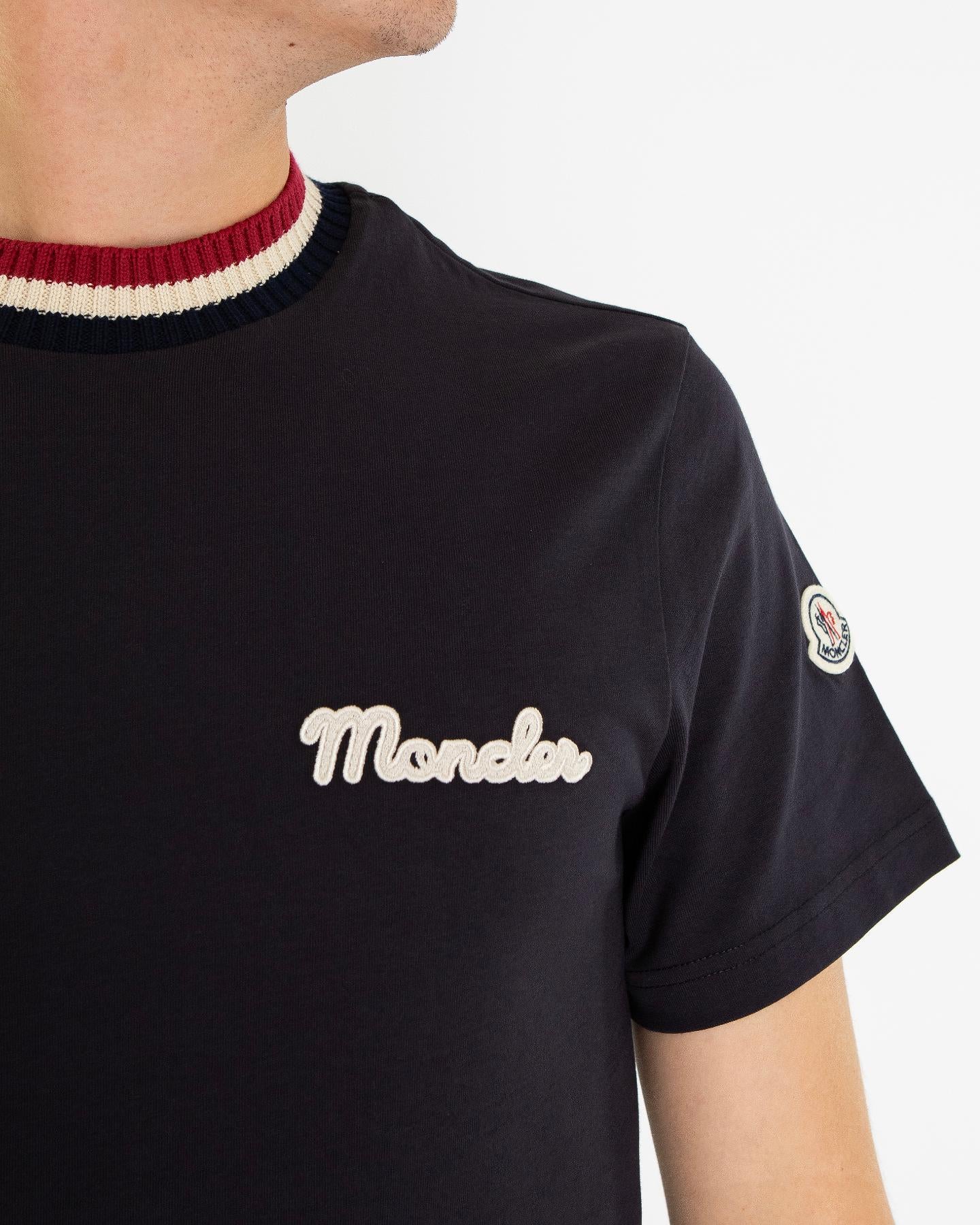 Heren Embroidered Logo T-Shirt Zwart
