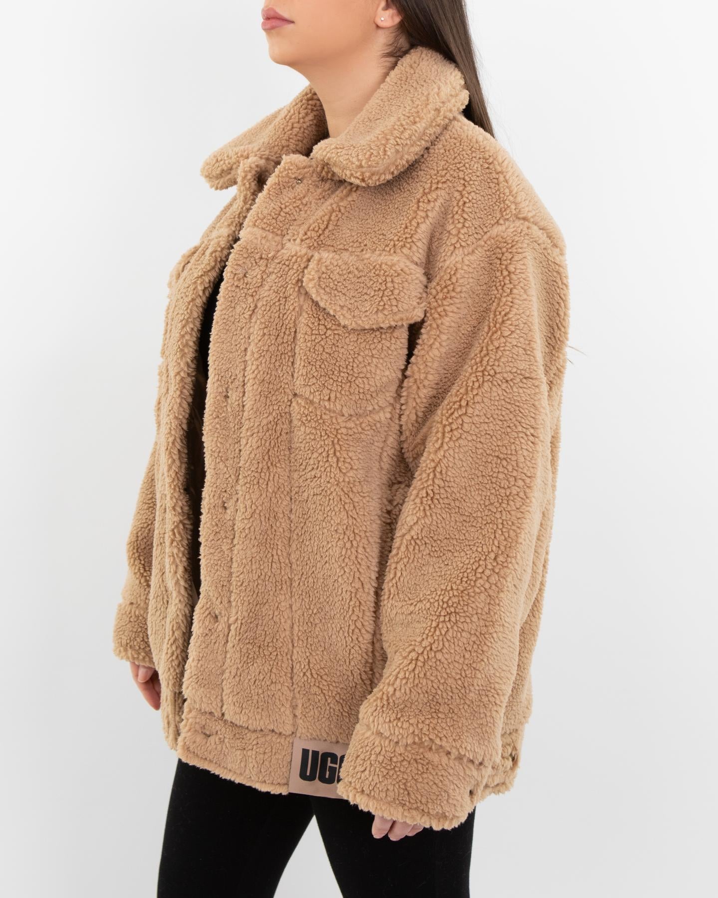 Women Sherpa Trucker Jacket Camel