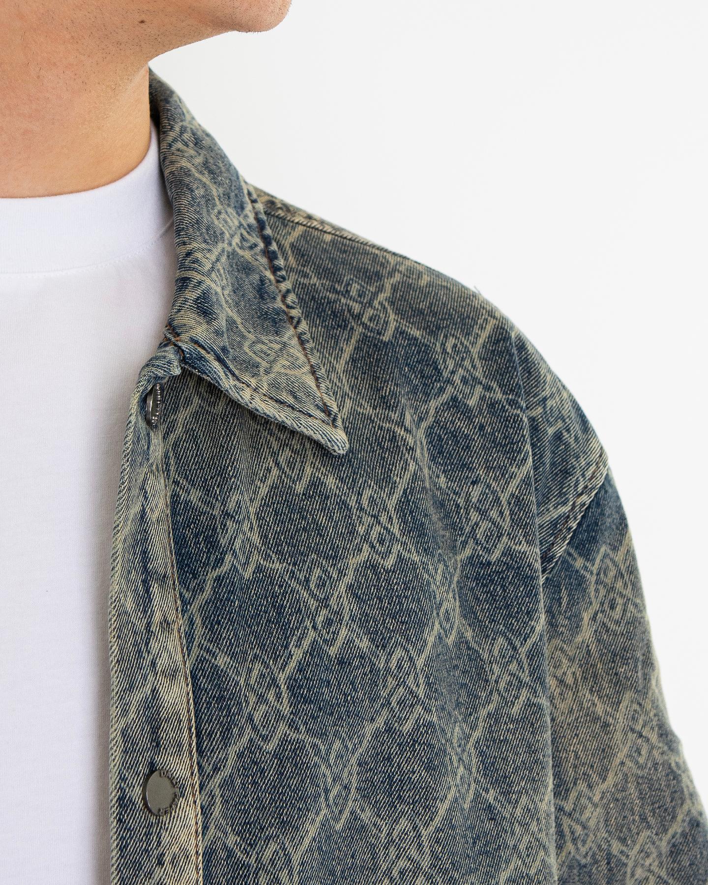 Heren Shield Laser Denim Shirt Grijs
