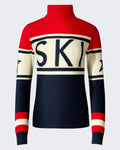 Women's Schild gebreide sweater Red en Blue
