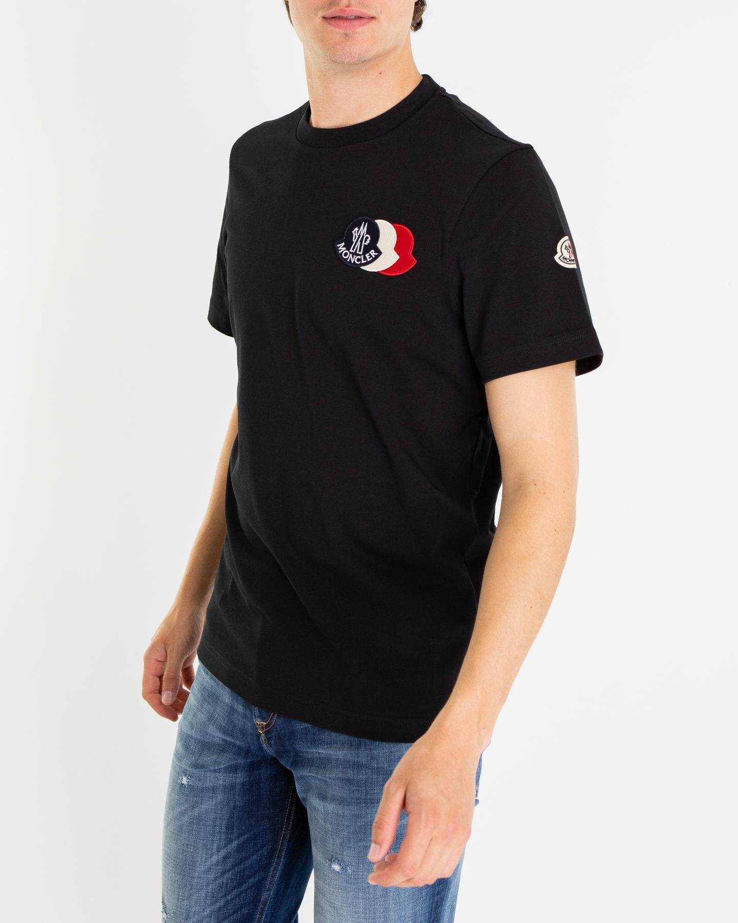 Heren Tricolor Logo T-Shirt Zwart