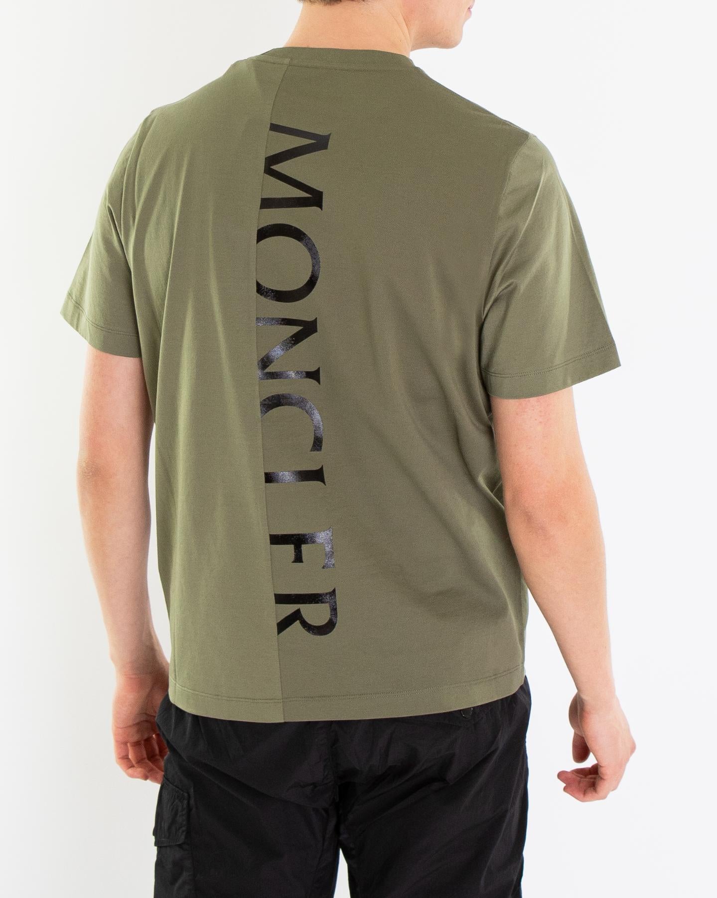 Heren Verticaal Logo T-Shirt Groen
