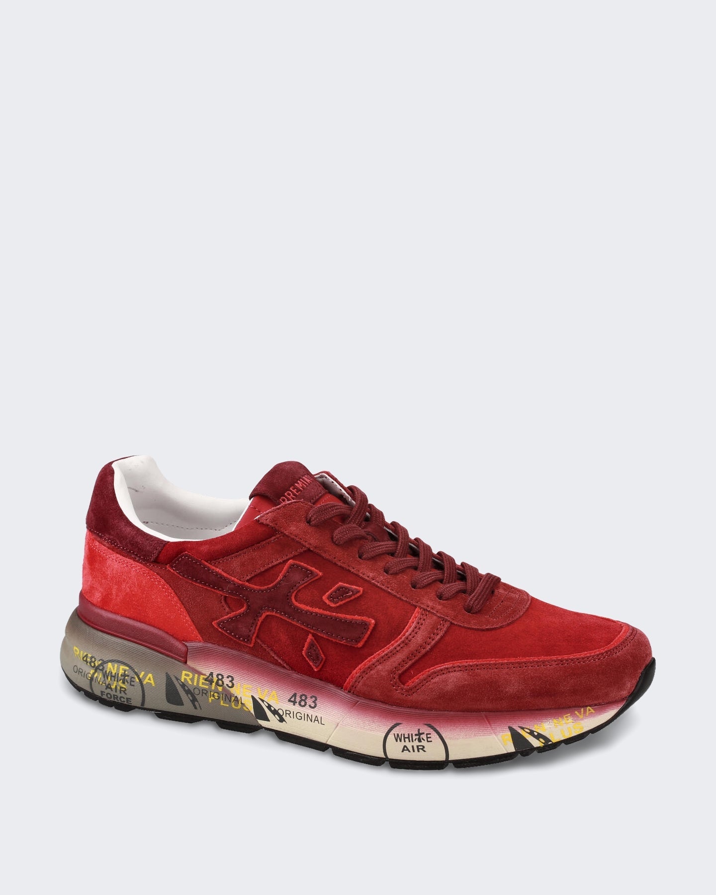 Premiata Heren Leren sneaker met vetersluiting Rood - Eleganza.nl