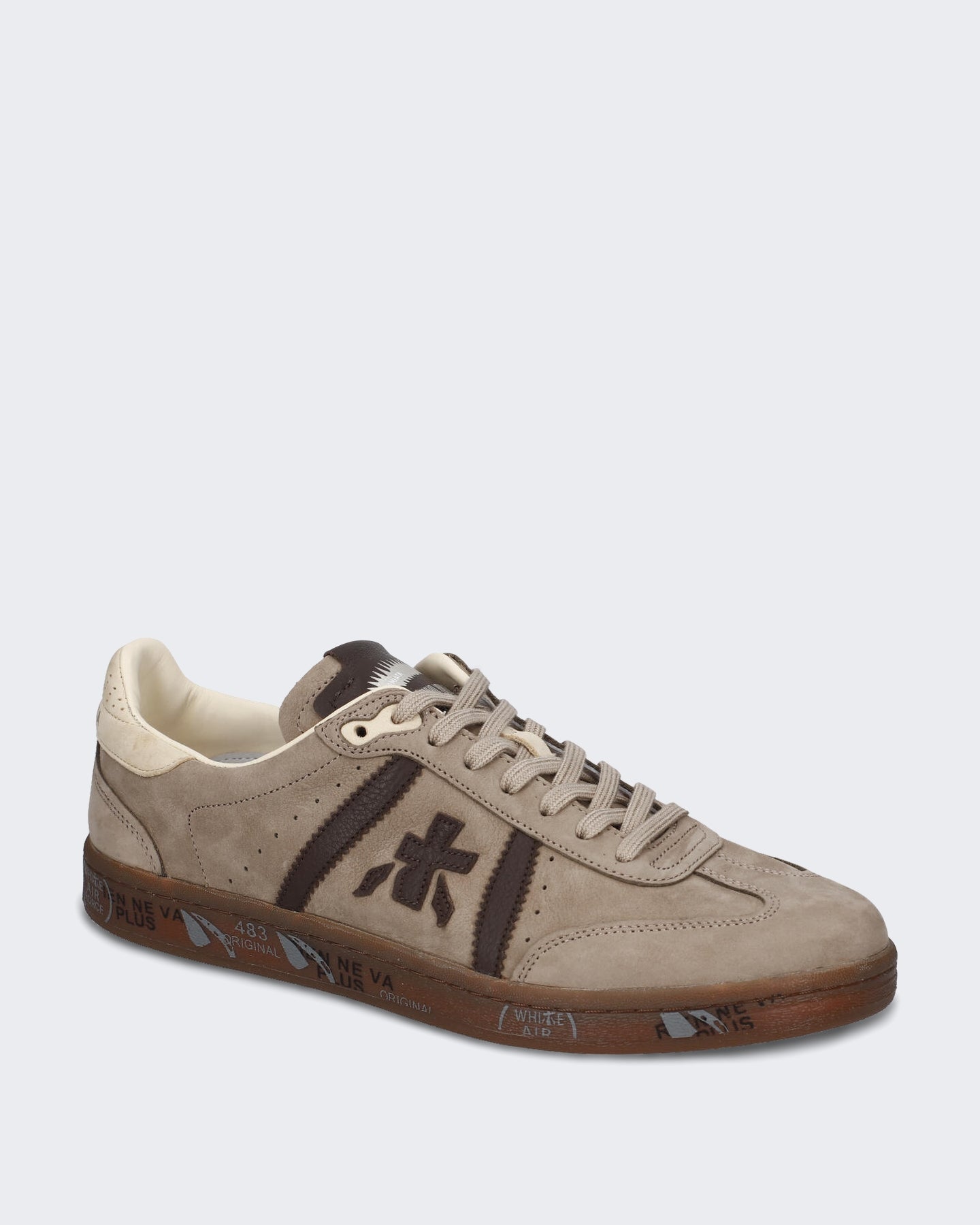 Premiata Heren Lichte leren sneaker met veterschoensluiting Bruin - Eleganza.nl