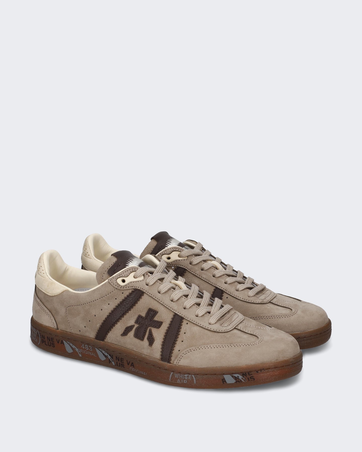 Premiata Heren Lichte leren sneaker met veterschoensluiting Bruin - Eleganza.nl