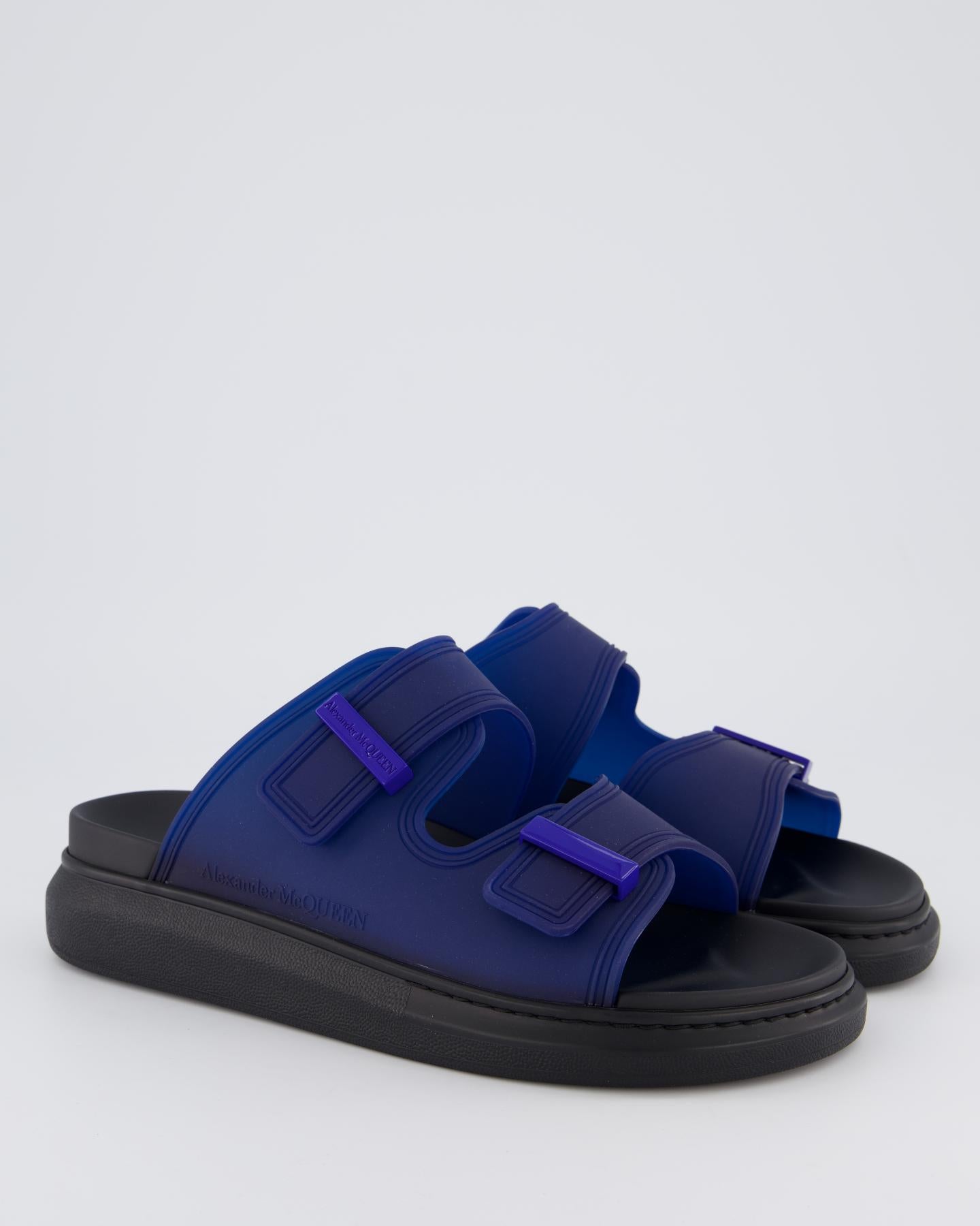 Alexander McQueen Heren Hybrid Transparant Slide Blauw – foto 4