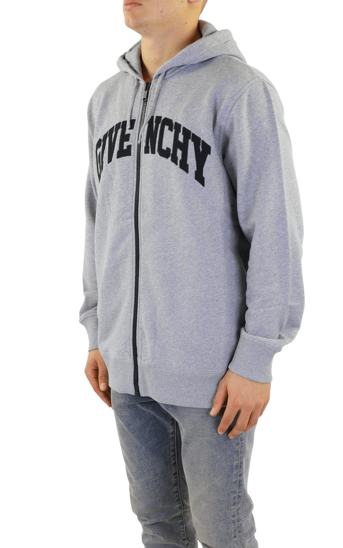 Men Classic Zip-Up Hoodie Gray