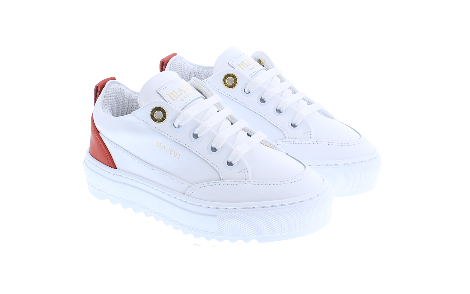 Kids Tia - Leather - White / Red