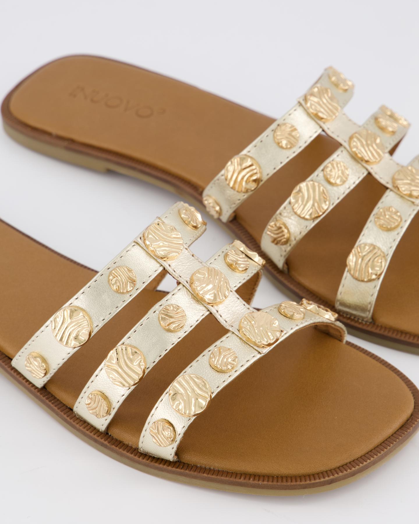 Dames Plate Studded Slipper Metallic