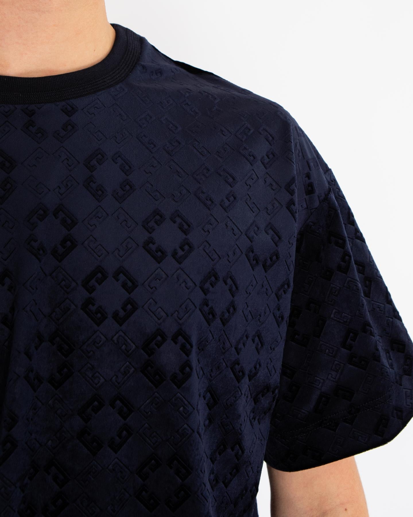 Heren Monogram Velvet Shirt Blauw