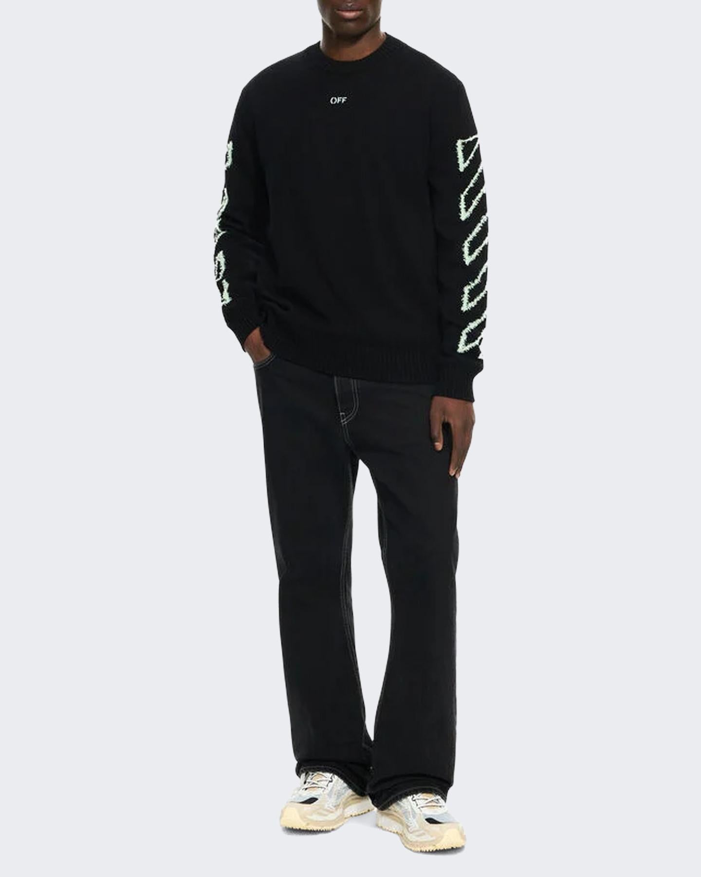 OFF WHITE Heren Diag Outline Knit Crewneck