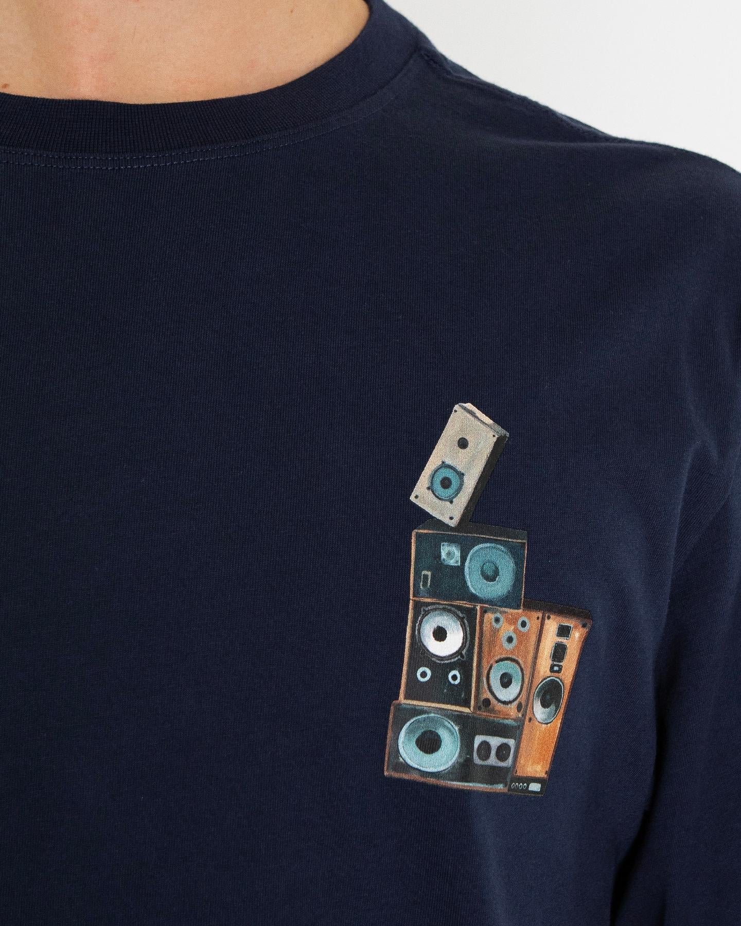 Heren Speaker Wall T-Shirt Blauw